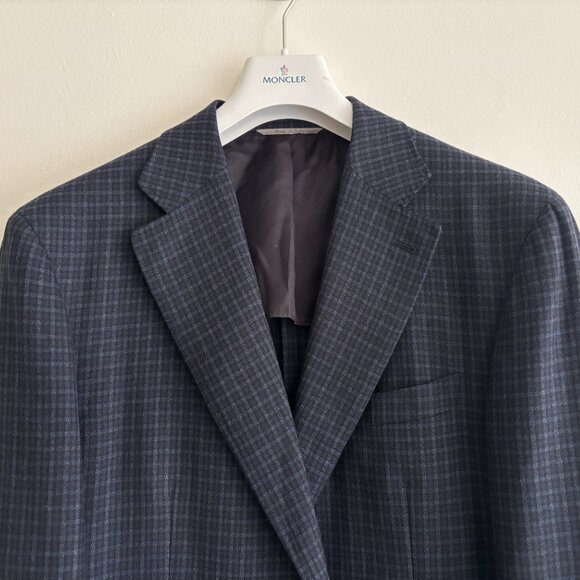 $2200 Canali Kei Unstructured Blue Check Wool Sport Coat / Blazer - US 48-50 - Picture 2 of 11